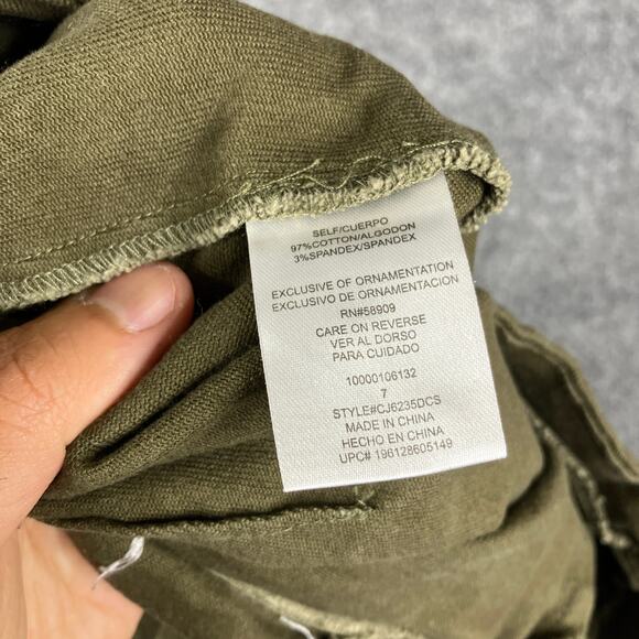 Copper Key Skirt Womens Size 7 Olive Green Button Front Pockets Mini Casual - Picture 4 of 7